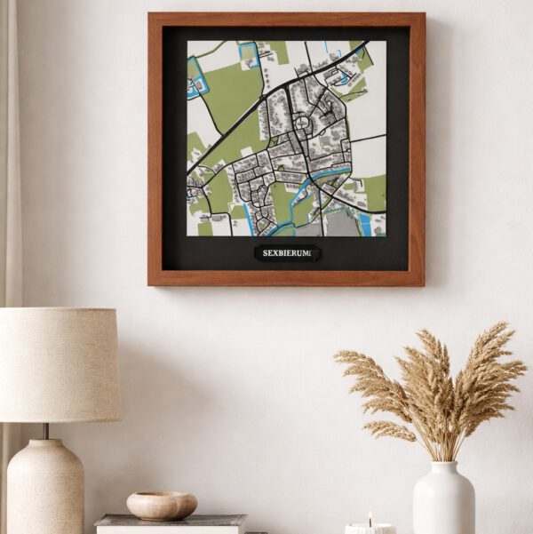 Jouw Thuis in Reliëf – Unieke 3D Geprinte Plattegrond in Houten Lijst